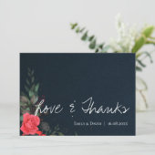 Elégant Pêche Orange Floral Amour & Merci Mariage (Debout devant)