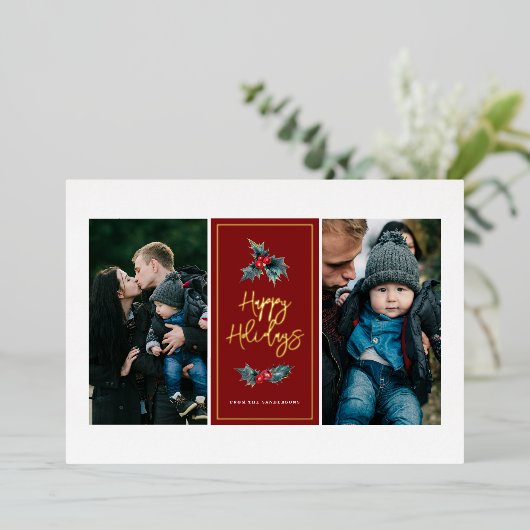 Elégant Peint Holly Deux Photo Joyeux Vacances (Debout devant)