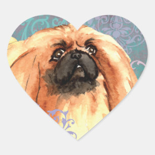 Elegant Pekingese Hart Sticker