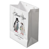 Elegant Penguin Couple Dank je huwelijk Medium Cadeauzakje (Voorkant Gekanteld)