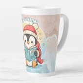 Elegant Penguin Reading Latte Art Coffee Mug Latte Mok (Rechterhoek)