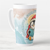 Elegant Penguin Reading Latte Art Coffee Mug Latte Mok (Linkerhoek)
