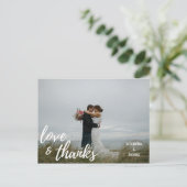 Elegant penseelscript LOVE & BEDANKT w/ FOTO Briefkaart (Staand voorkant)