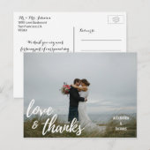 Elegant penseelscript LOVE & BEDANKT w/ FOTO Briefkaart (Voorkant / Achterkant)