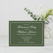 Elegant pensioen Donkergroen feest Kaart (Staand voorkant)