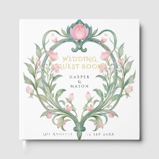 Elegant Peonies Mariage Foil Livre d'invité (Recto)