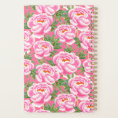 Elegant Peonies Pattern - Hot Pink, Monogramed Planner (Achterkant)