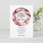 Elégant Peonies roses Invitations de mariage (Debout devant)