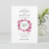 Elégant Peonies roses Invitations de mariage (Debout devant)