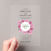 Elégant Peonies roses Invitations de mariage (In situ (ordinateur de poche))
