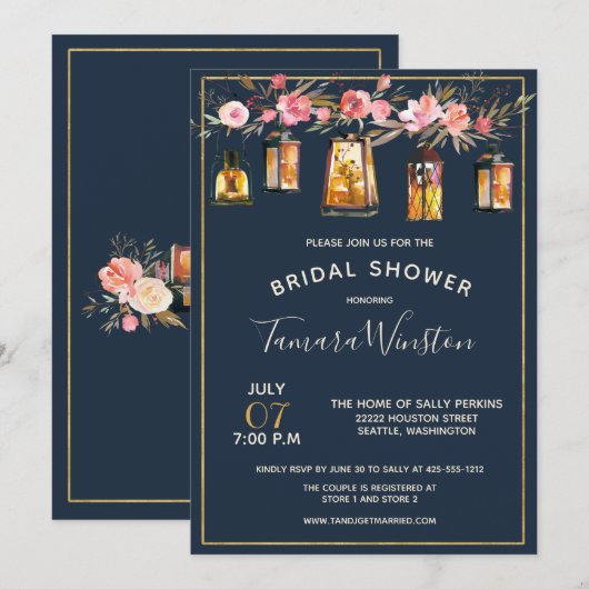 Elegant Peonies Rustic Lantern Coral Floral Kaart (Voorkant / Achterkant)