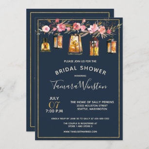 Elegant Peonies Rustic Lantern Coral Floral Kaart