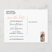 Elegant Peonies Rustic Lantern Coral Photo Aankondigingskaart (Achterkant)