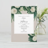 Elegant Peonies White Floral Greenery Wedding Kaart (Staand voorkant)