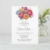 Elégant Peony Bouquet Couples Douche Invitation (Debout devant)