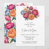 Elégant Peony Bouquet Couples Douche Invitation (Devant / Derrière)