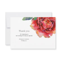 Elegant peony bruiloft bedankt je kaart