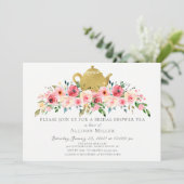 Elegant Peony Floral Vrijgezellenfeest Tea Invitat Kaart (Staand voorkant)