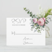 Elégant Peony Floral Wedding Cartes RSVP (Debout devant)