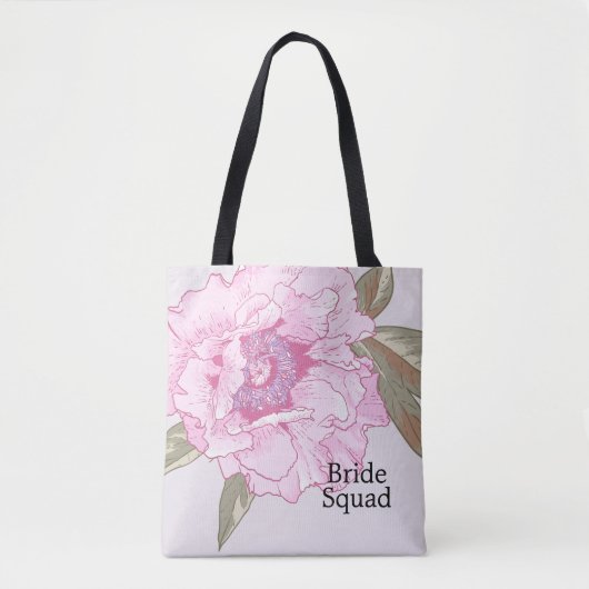 Elegant Peony Flower Floral Wedding Personalized Draagtas (Voorkant)