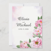 Elegant Peony Minimaliste Invitation Fiançailles (Dos)