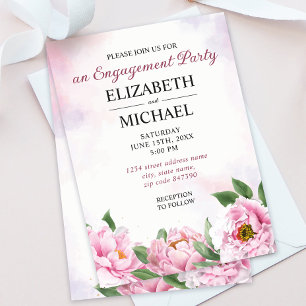 Elegant Peony Minimaliste Invitation Fiançailles
