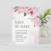 Elegant Peony Photo Save the Date Invitation Kaart (Staand voorkant)
