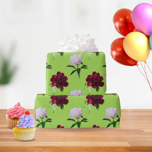 Elegant Peony Summer Green Wrapping Paper Cadeaupapier
