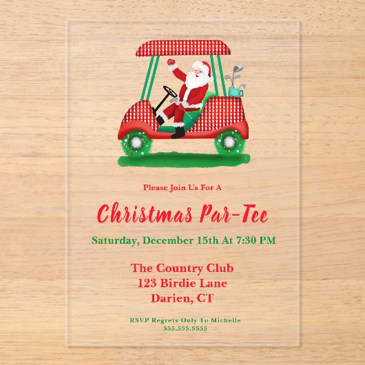 Elegant Père Noël Golf Christmas Party Invitation (Recto)