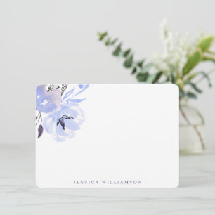 Elegant Periwinkle Blue Floral Personal Stationery Notitiekaartje