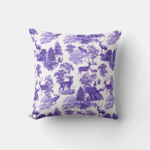 Elegant Periwinkle Blue Toile Deer Fox in Bossen Kussen