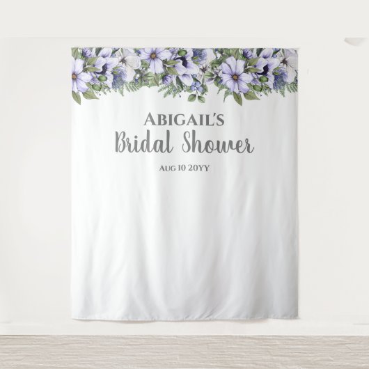 Elegant Periwinkle Floral Backdrop Vrijgezellenfee Wandkleed (Voorkant)
