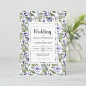 Elegant Periwinkle Floral Greenery Pattern Wedding Kaart (Staand voorkant)