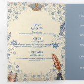 Elegant Periwinkle Floral Wedding Drieluik Uitnodiging (Binnenzijde eerst)