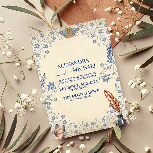 Elegant Periwinkle Floral Wedding Kaart