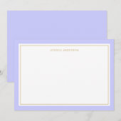 Elegant Periwinkle Gold Border Gepersonaliseerd Notitiekaartje (Voorkant / Achterkant)