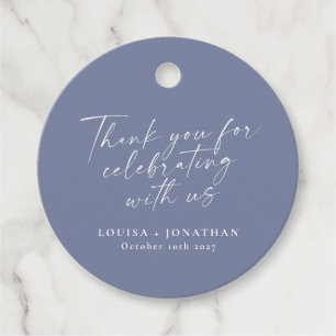 Elegant Periwinkle Trendy Script Custom Hartelijk  Bedankjes Labels