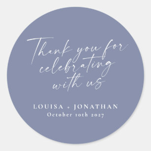 Elegant Periwinkle Trendy Script Custom Hartelijk Ronde Sticker