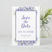 Elegant Periwinkle Waterverf Floral Wedding Chic Save The Date (Staand voorkant)