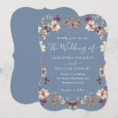 Elegant Periwinkle Wildflower Modern Wedding Kaart (Voorkant / Achterkant)