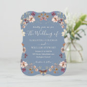Elegant Periwinkle Wildflower Modern Wedding Kaart (Staand voorkant)