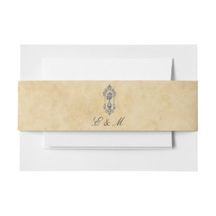 Elegant  perkament Custom Monogram Wedding Uitnodigingen Wikkel
