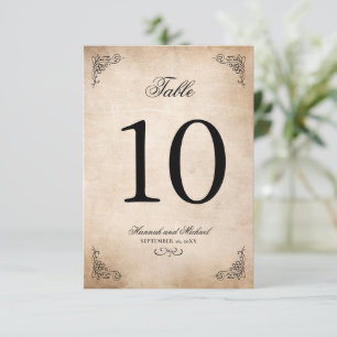 Elegant perkament Trouwtafel Nummer Kaart
