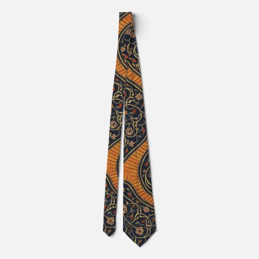 Elegant Persian Pattern Tie – Gold & Black Classic Stropdas (Achterkant)