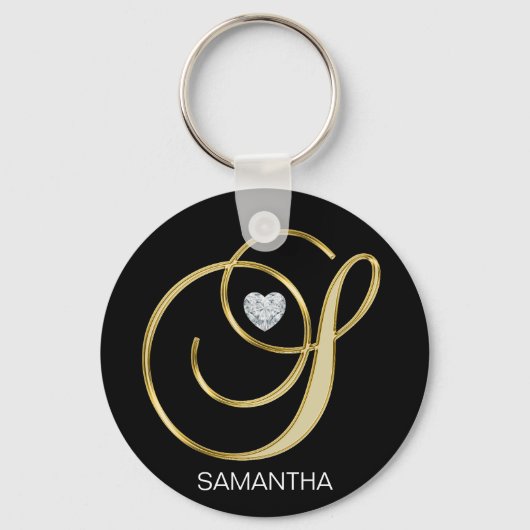 Elegant Personal Gold Monogrammed Letter S Sleutelhanger (Voorkant)