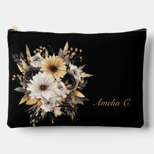 Elegant Personaliseer Zwart & Gouden Bloemen Etui