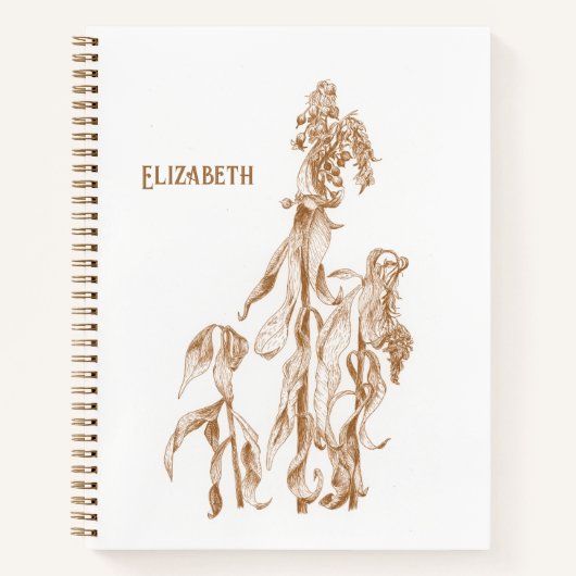 Elegant Personalized Botanical Illustration Notitieboek (Voorkant)