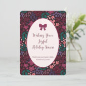 Elegant Personalized Burgundy Floral Flat Card Feestdagenkaart (Staand voorkant)