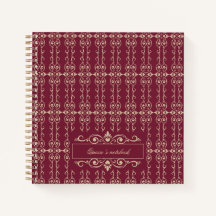 Elegant Personalized Burgundy & Gold Floral Swirl 