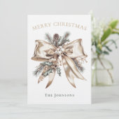 Elegant Personalized Christmas Bow Card  Kaart (Staand voorkant)